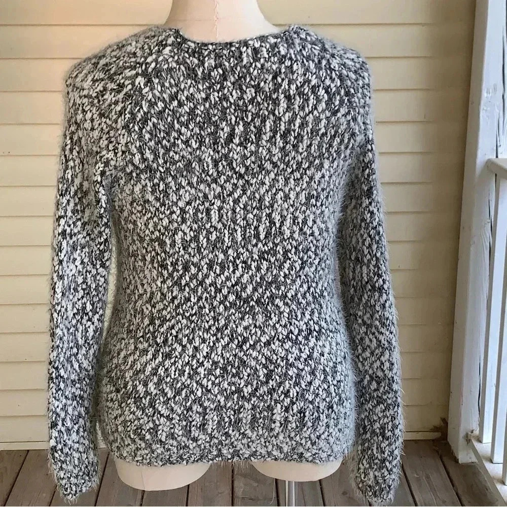 Buffalo David Bitton Super Soft Sweater Black Gray Tweed Look Sz XL Academia - Picture 2 of 7